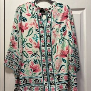 JM Collection Floral Blouse with sparkle embellishment size XL